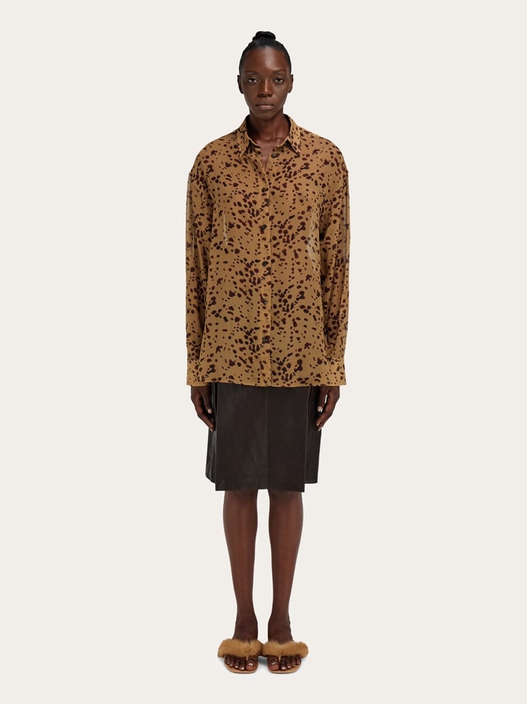 Georgette shirt with orchid print Gallery image 8