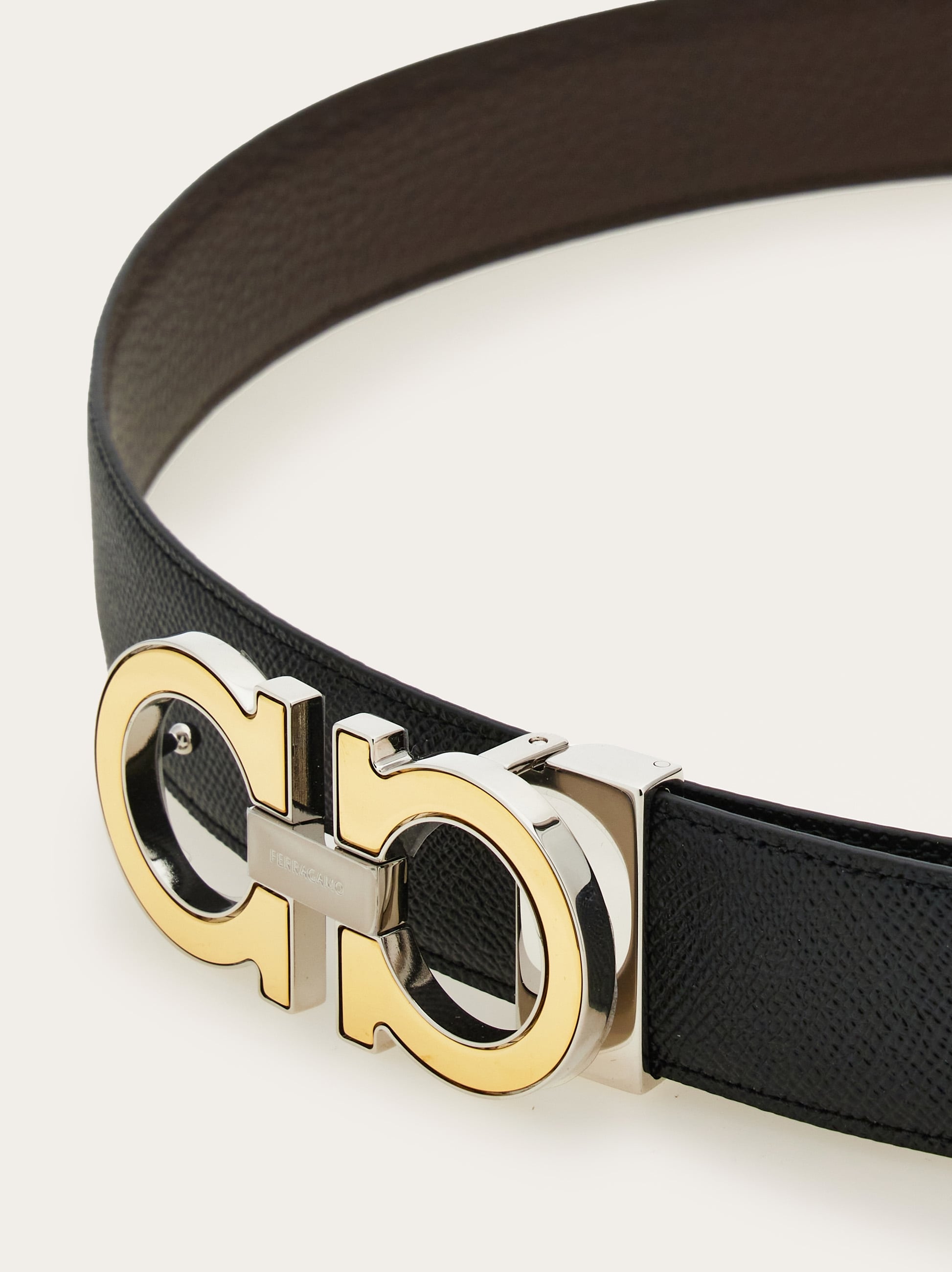 Reversible and adjustable Gancini belt with Switch buckle - Men