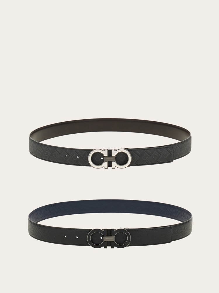 Reversible and adjustable Gancini belt with Switch buckle Gallery image 2