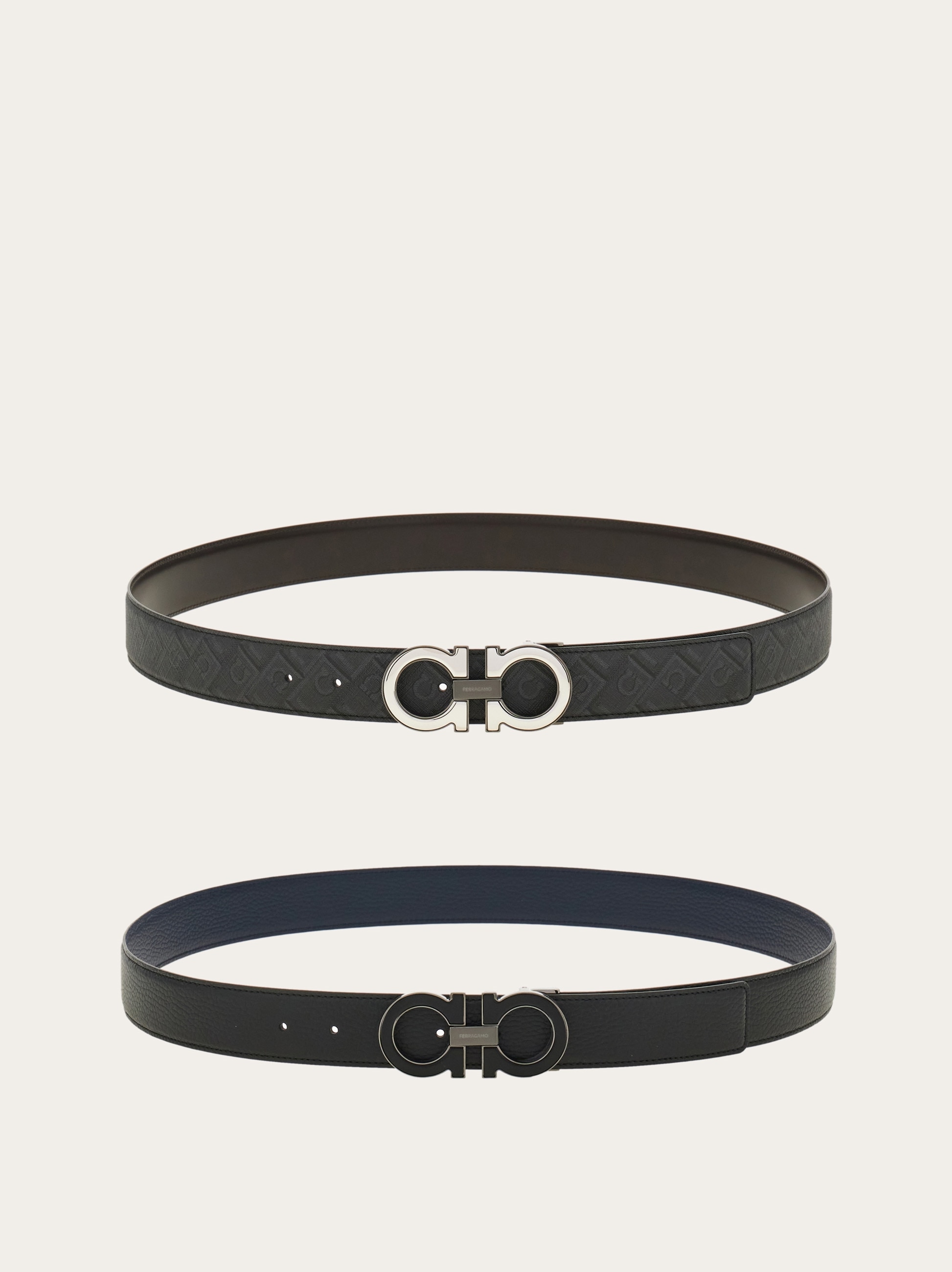 Reversible and adjustable Gancini belt with Switch buckle - Men