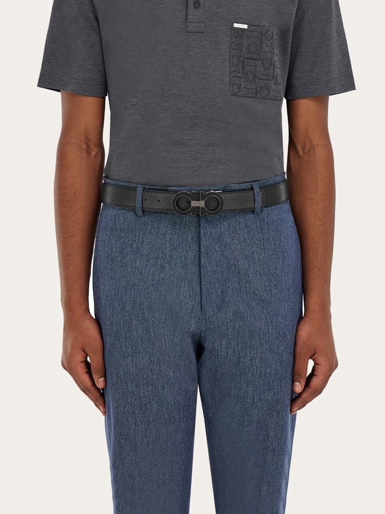 Reversible and adjustable Gancini belt with Switch buckle Gallery image 3