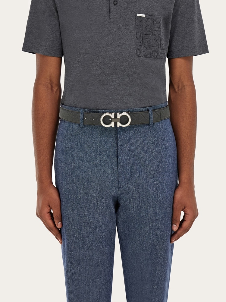 Reversible and adjustable Gancini belt with Switch buckle Gallery image 4