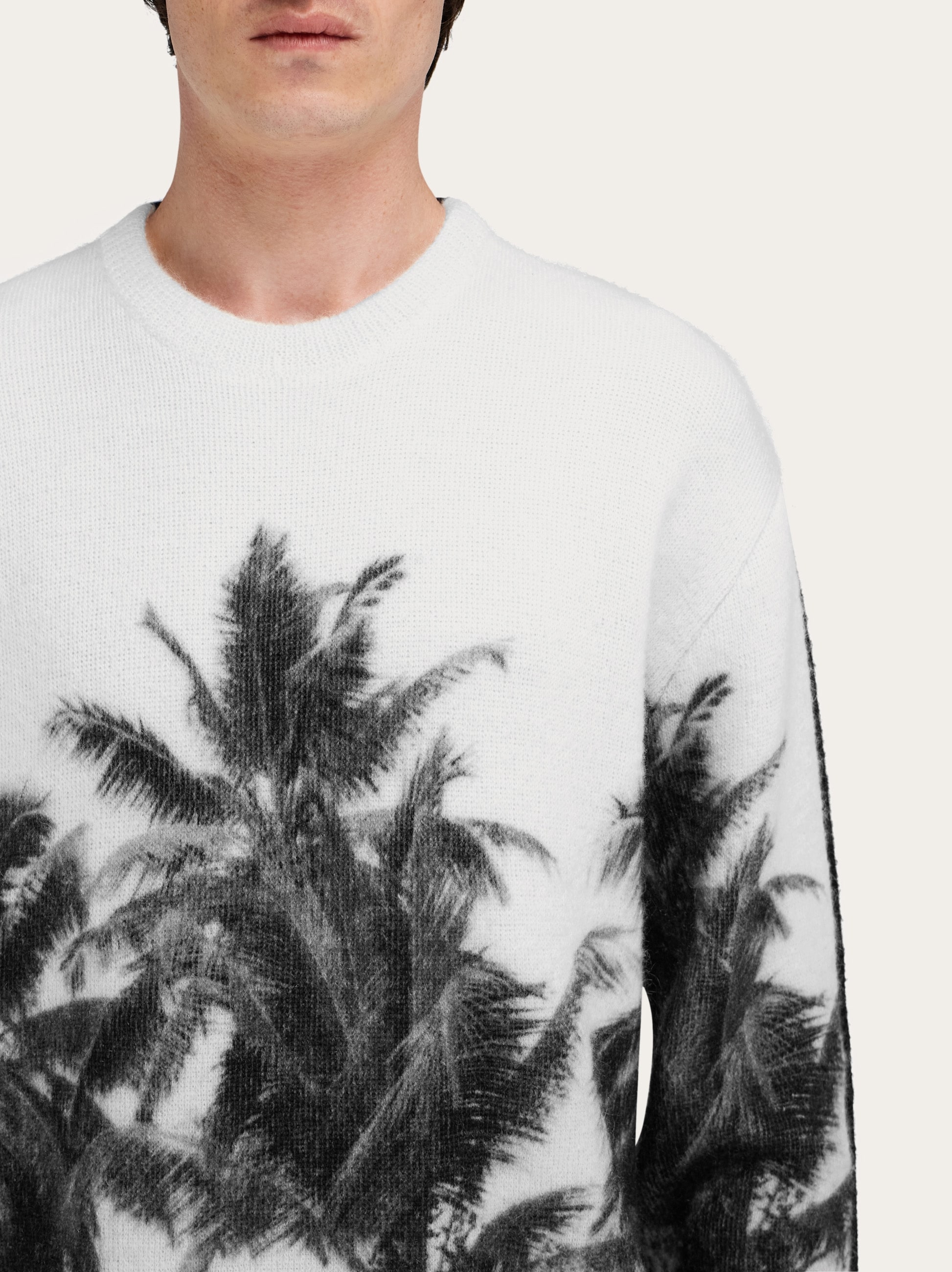 Crew neck sweater with Trinidad print - Men | Ferragamo