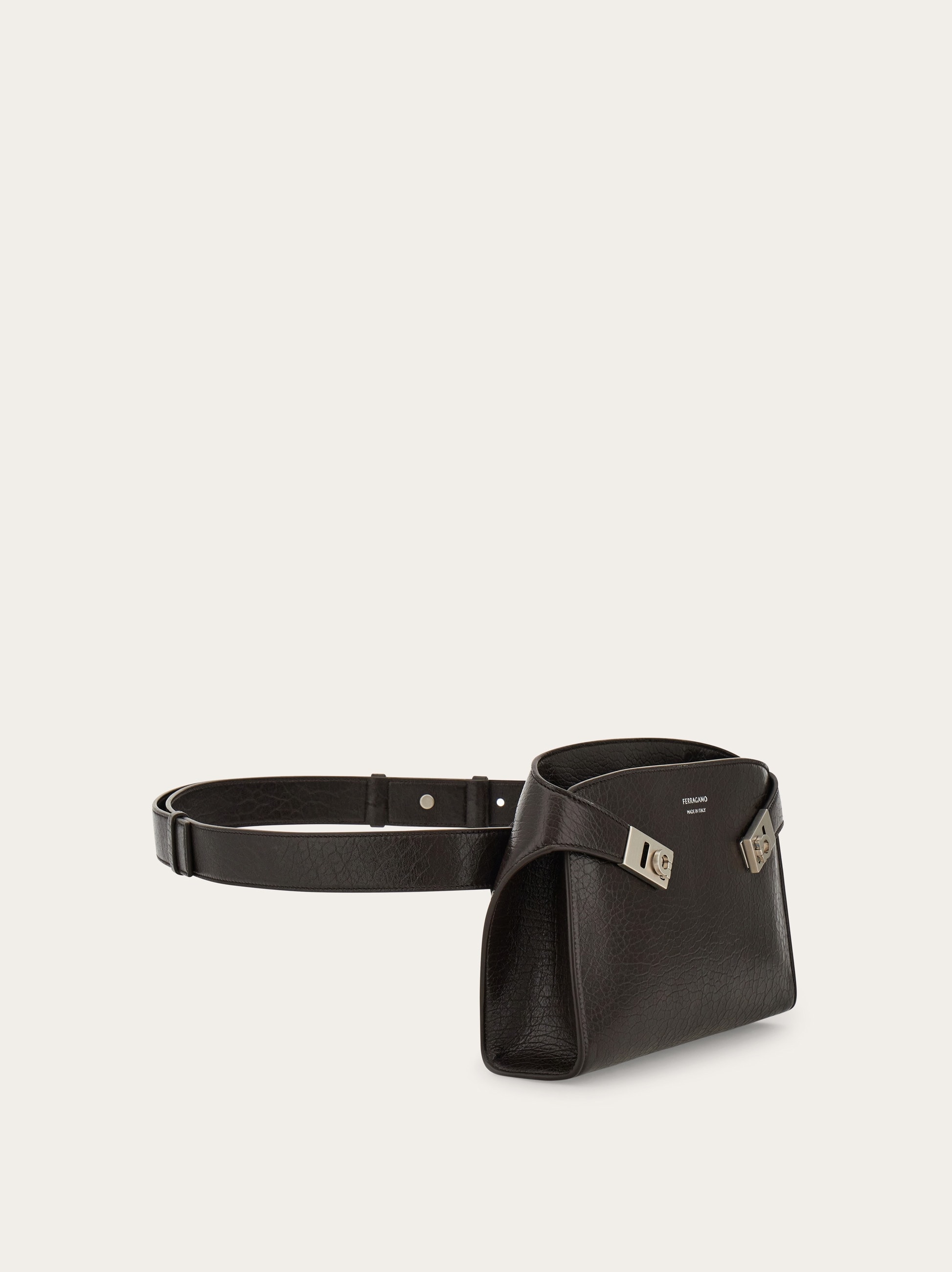 Salvatore Ferragamo Leather & Jacquard Belt Bag, Fanny, Luxury, Authentic $1500! Embossed Gancini belt bag - Men | Ferragamo main image 2