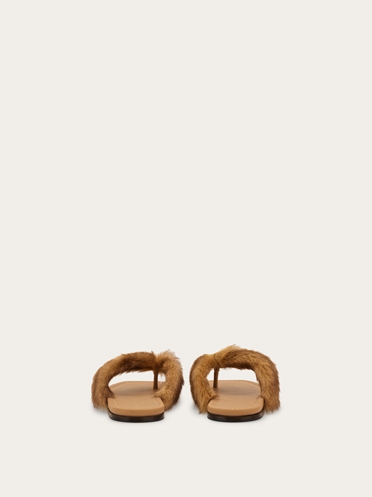 Thong sandal with fur detail Gallery image 5