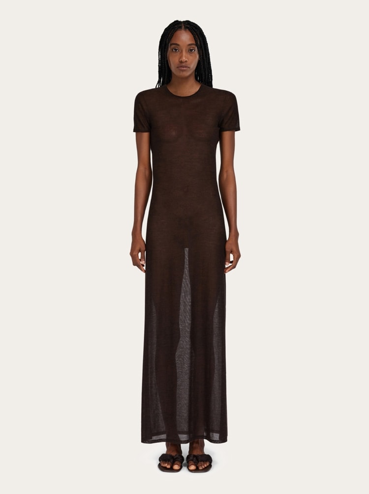 Straight cut silk and cashmere dress Gallery image 2