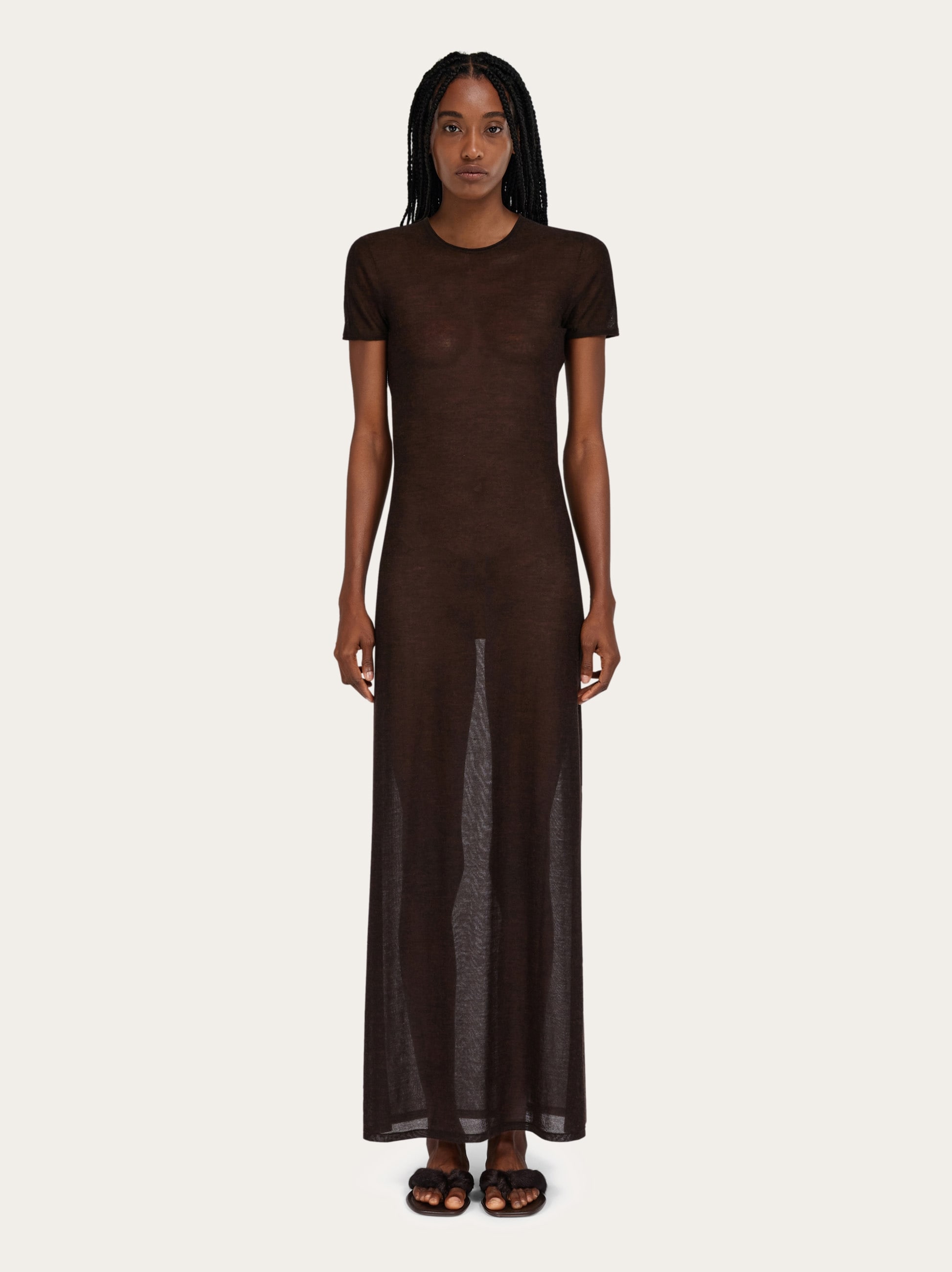 Straight cut silk and cashmere dress - Women | Ferragamo