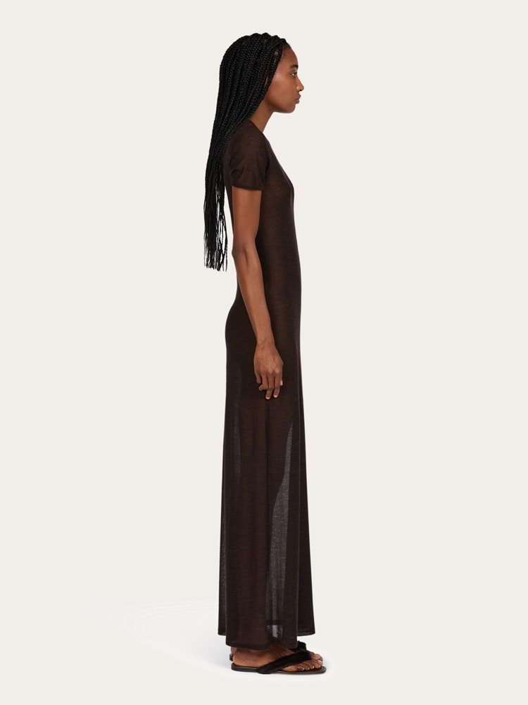 Straight cut silk and cashmere dress Gallery image 3