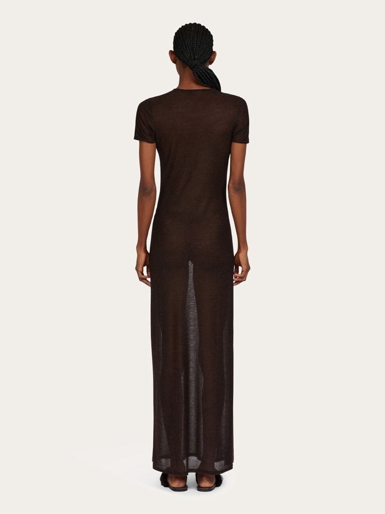 Straight cut silk and cashmere dress Gallery image 4