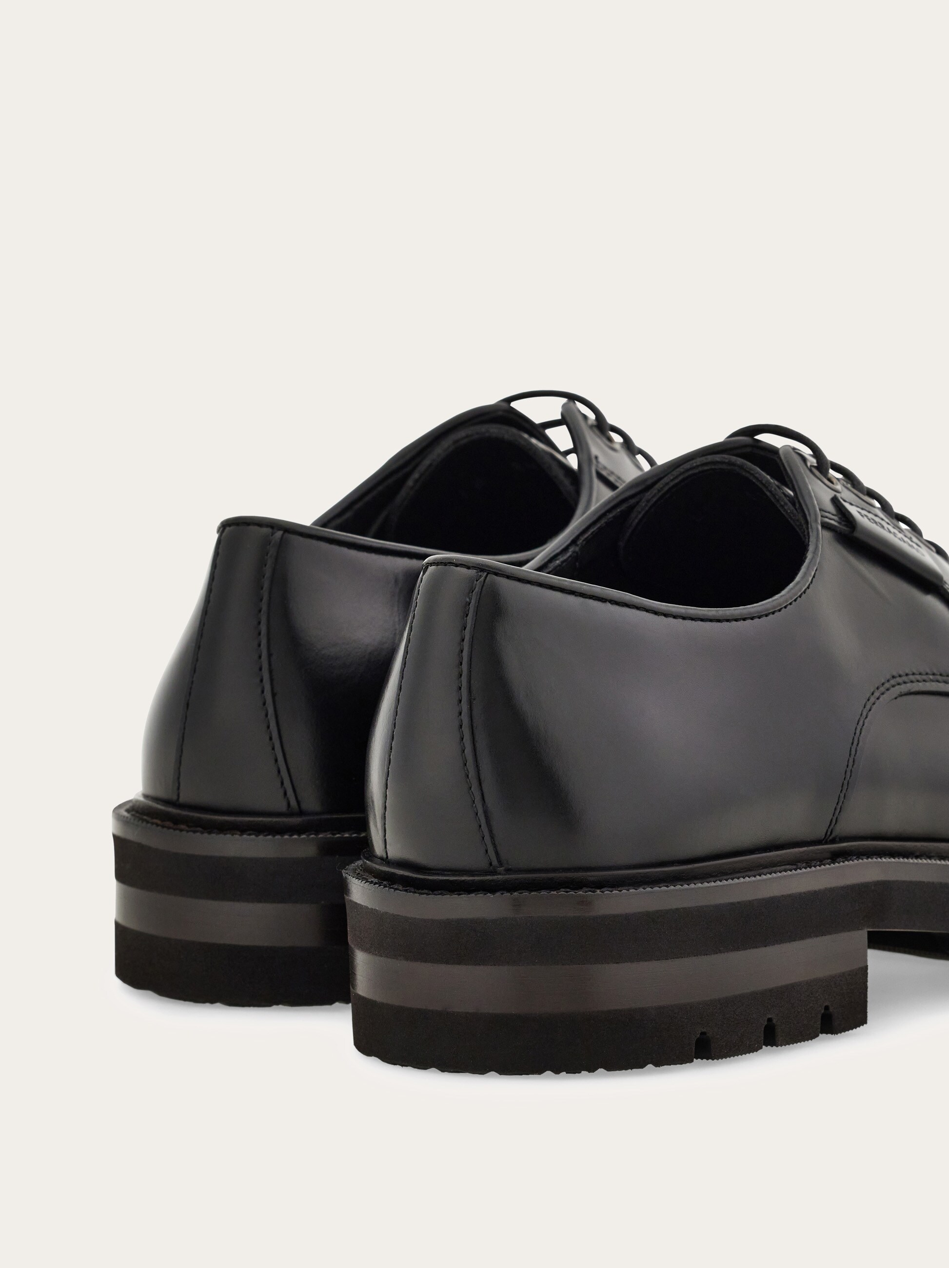 Salvatore Ferragamo black derby shoes sz 8/41 SALVATORE FERRAGAMO BLACK Leather Derby Cape Toe Shoes Men  main image 4