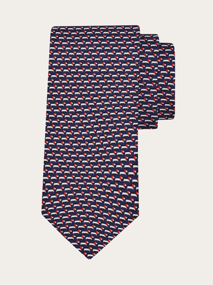 Dachshund print silk tie Gallery image 1