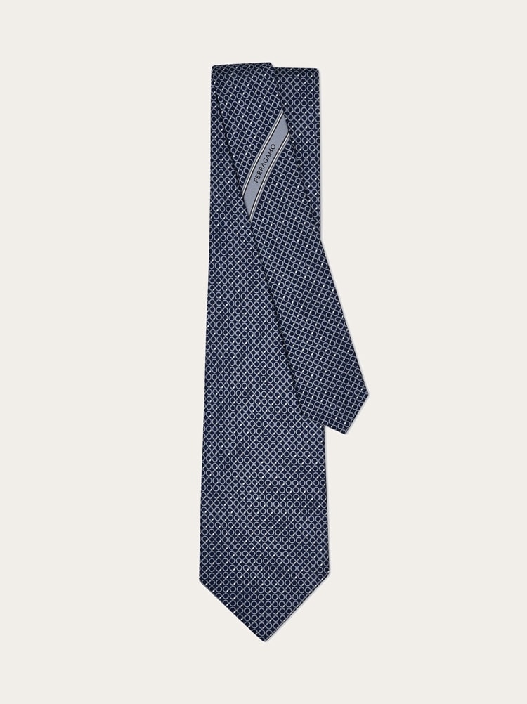 Gancini regimental print silk tie Gallery image 3