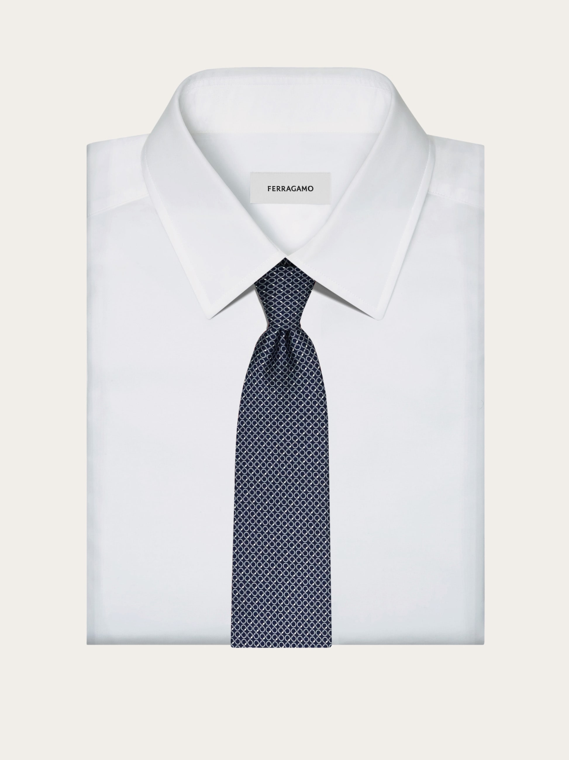 Gancini regimental print silk tie - Men | Ferragamo