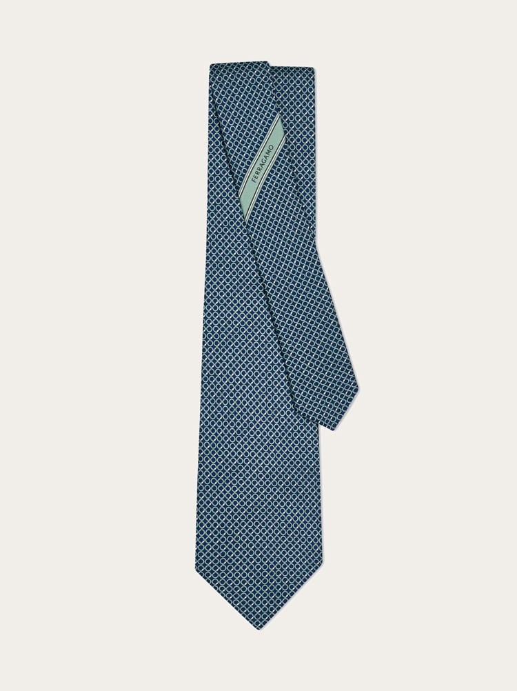Gancini regimental print silk tie Gallery image 3