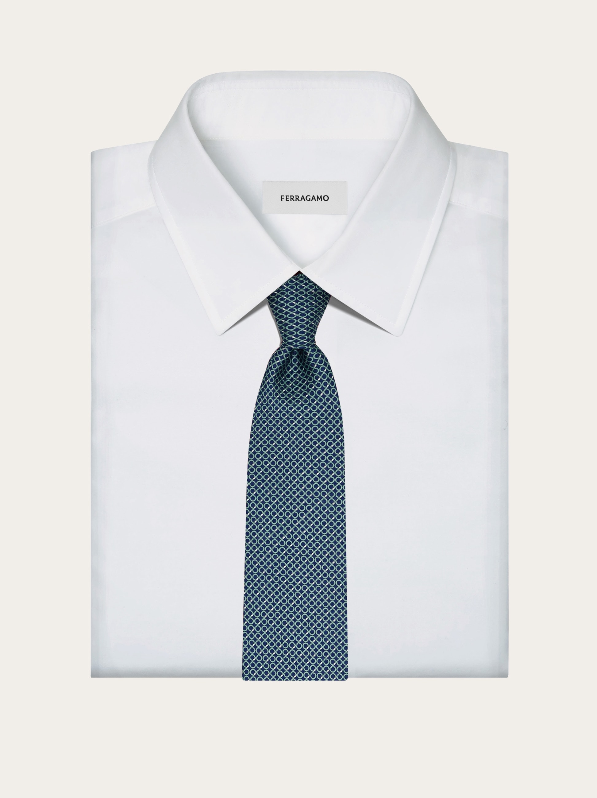 Gancini regimental print silk tie - Men | Ferragamo