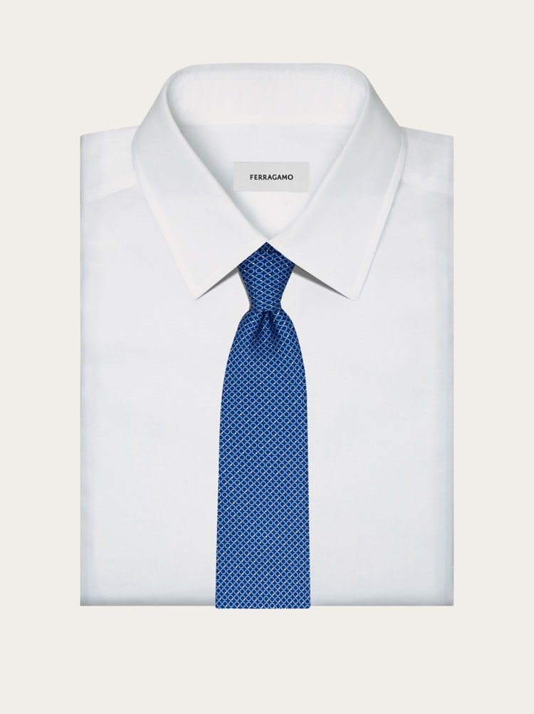 Corbata de seda estampado Gancini regimental Gallery image 4