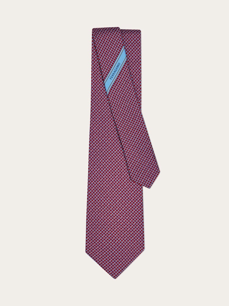 Gancini regimental print silk tie Gallery image 3