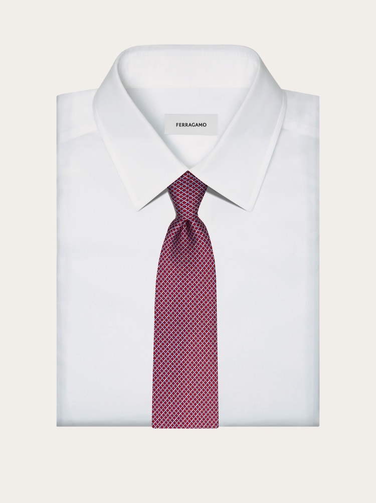 Gancini regimental print silk tie Gallery image 4