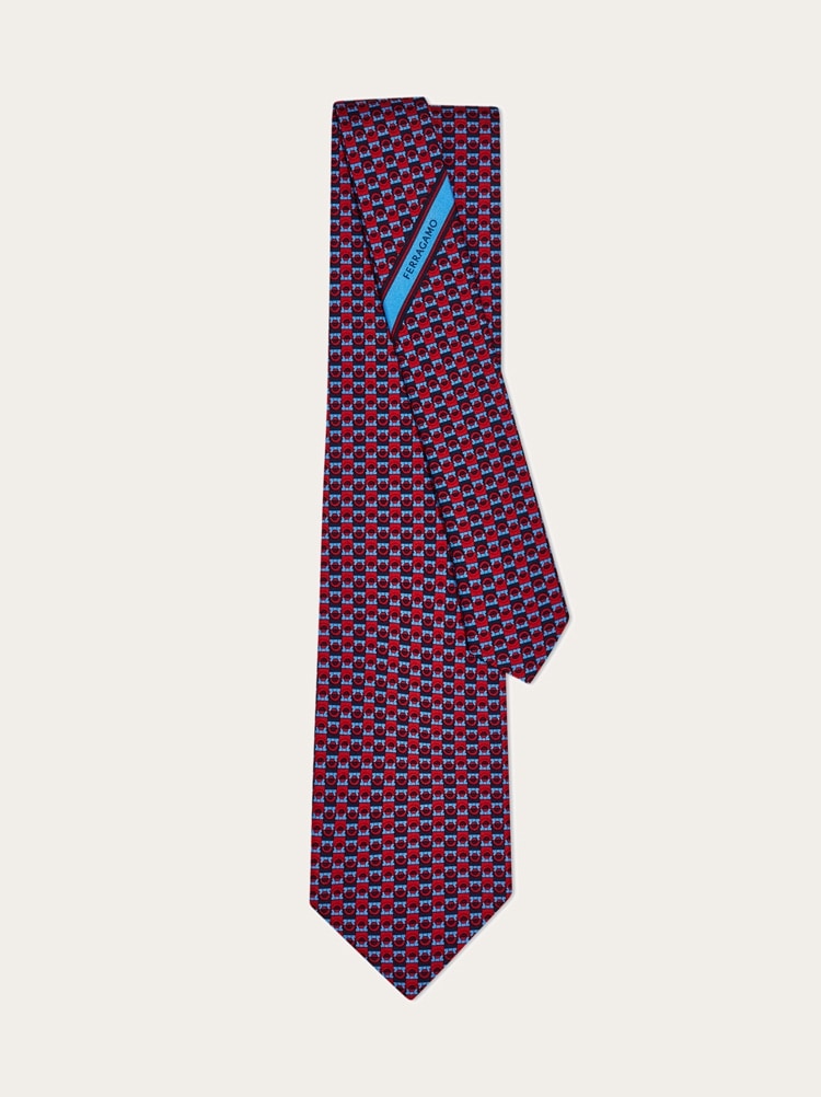 Gancini bicolor print silk tie Gallery image 3