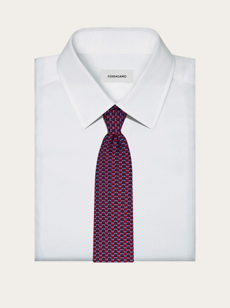 Gancini bicolor print silk tie Gallery image 4