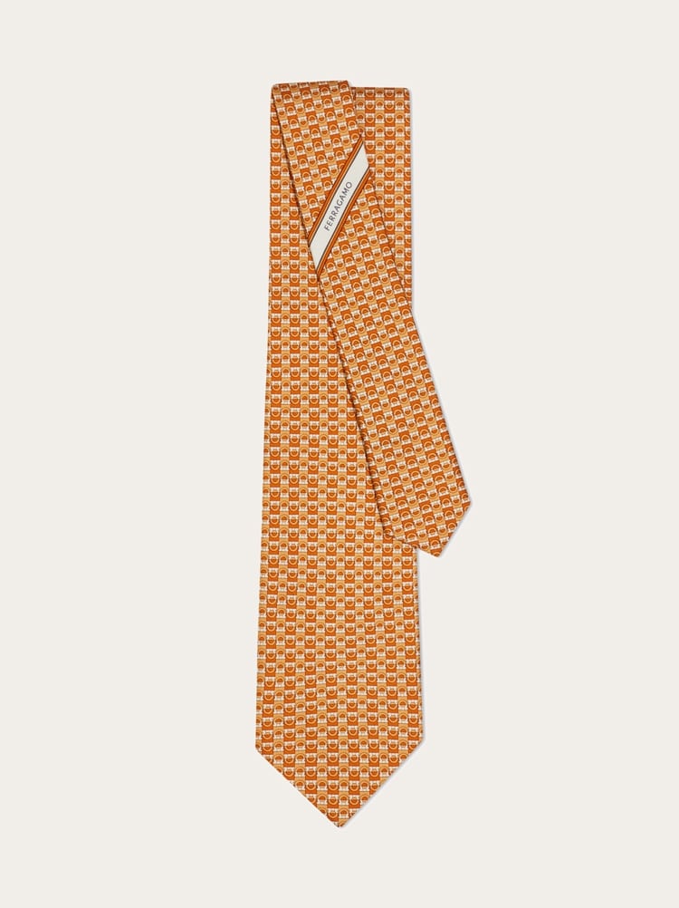 Gancini bicolor print silk tie Gallery image 3