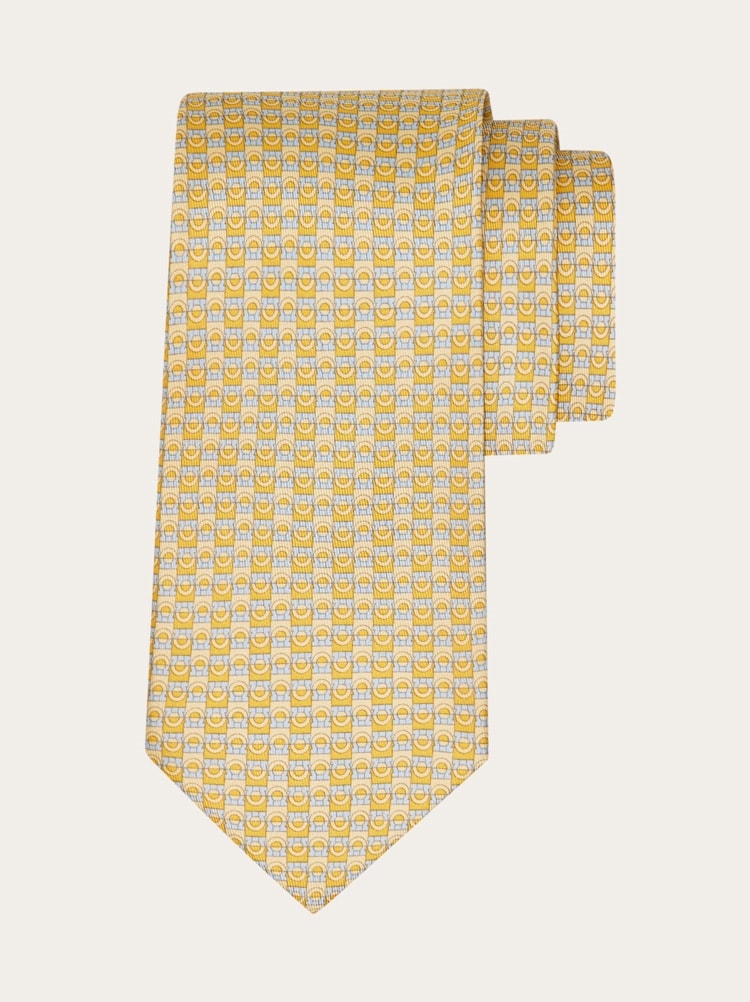 Gancini bicolor print silk tie Gallery image 1