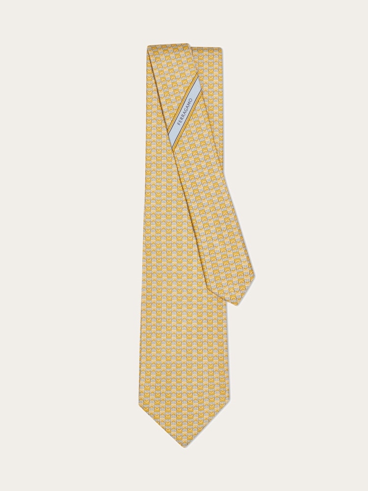 Gancini bicolor print silk tie Gallery image 3