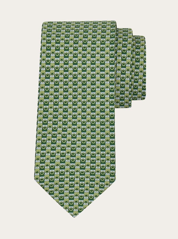 Gancini bicolor print silk tie Gallery image 1