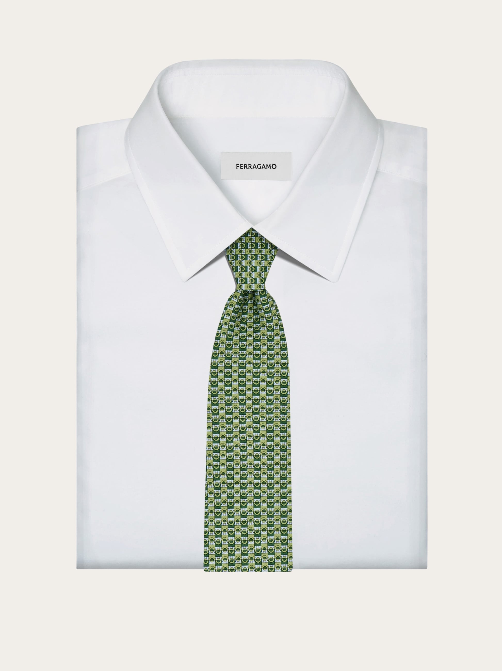 Gancini bicolor print silk tie - Men | Ferragamo