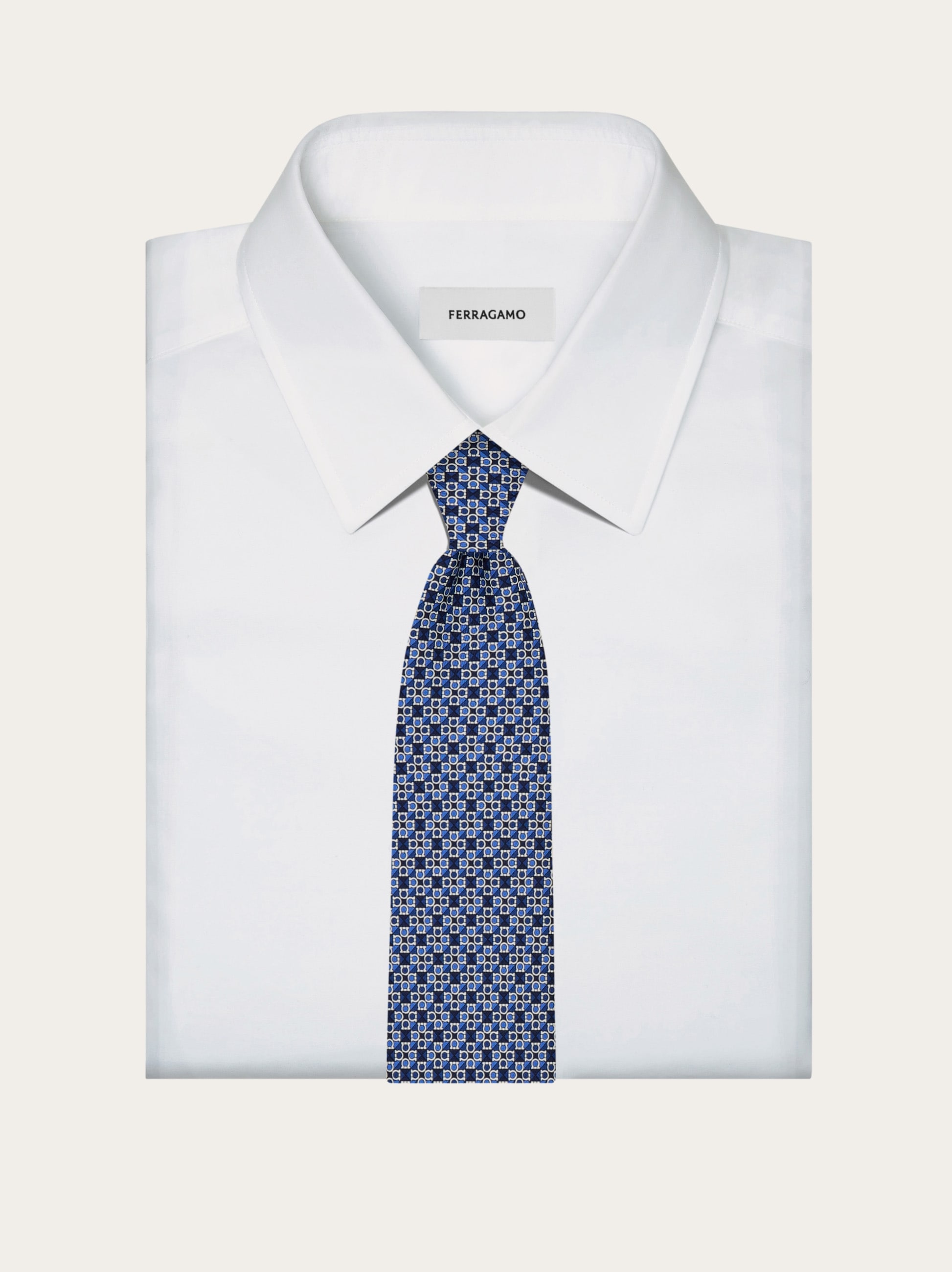 Gancini square print silk tie - Men | Ferragamo