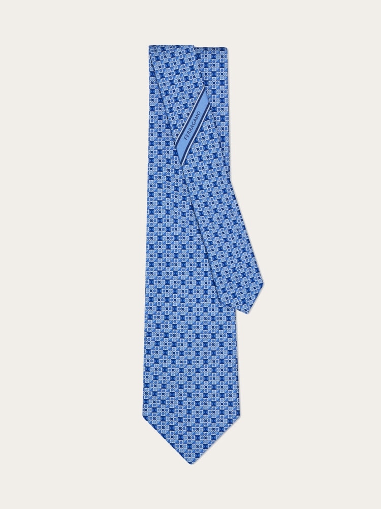Gancini square print silk tie Gallery image 3