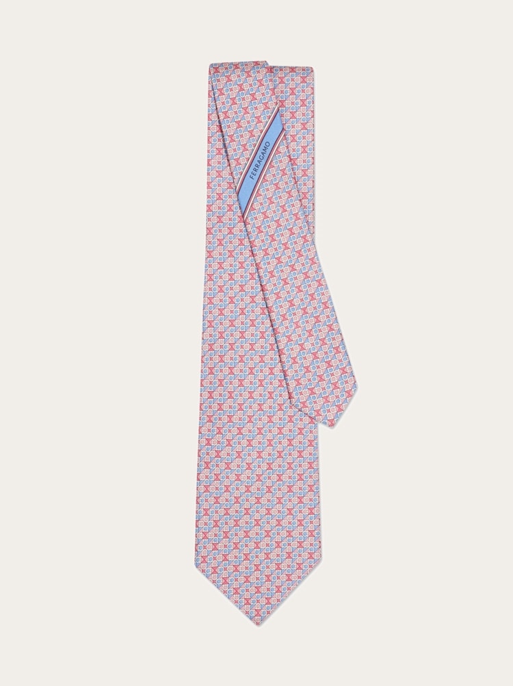 Gancini square print silk tie Gallery image 3