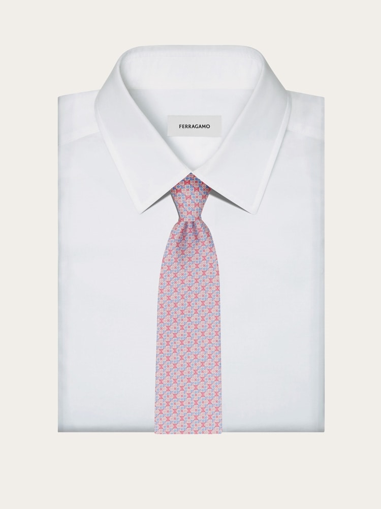 Gancini square print silk tie Gallery image 4