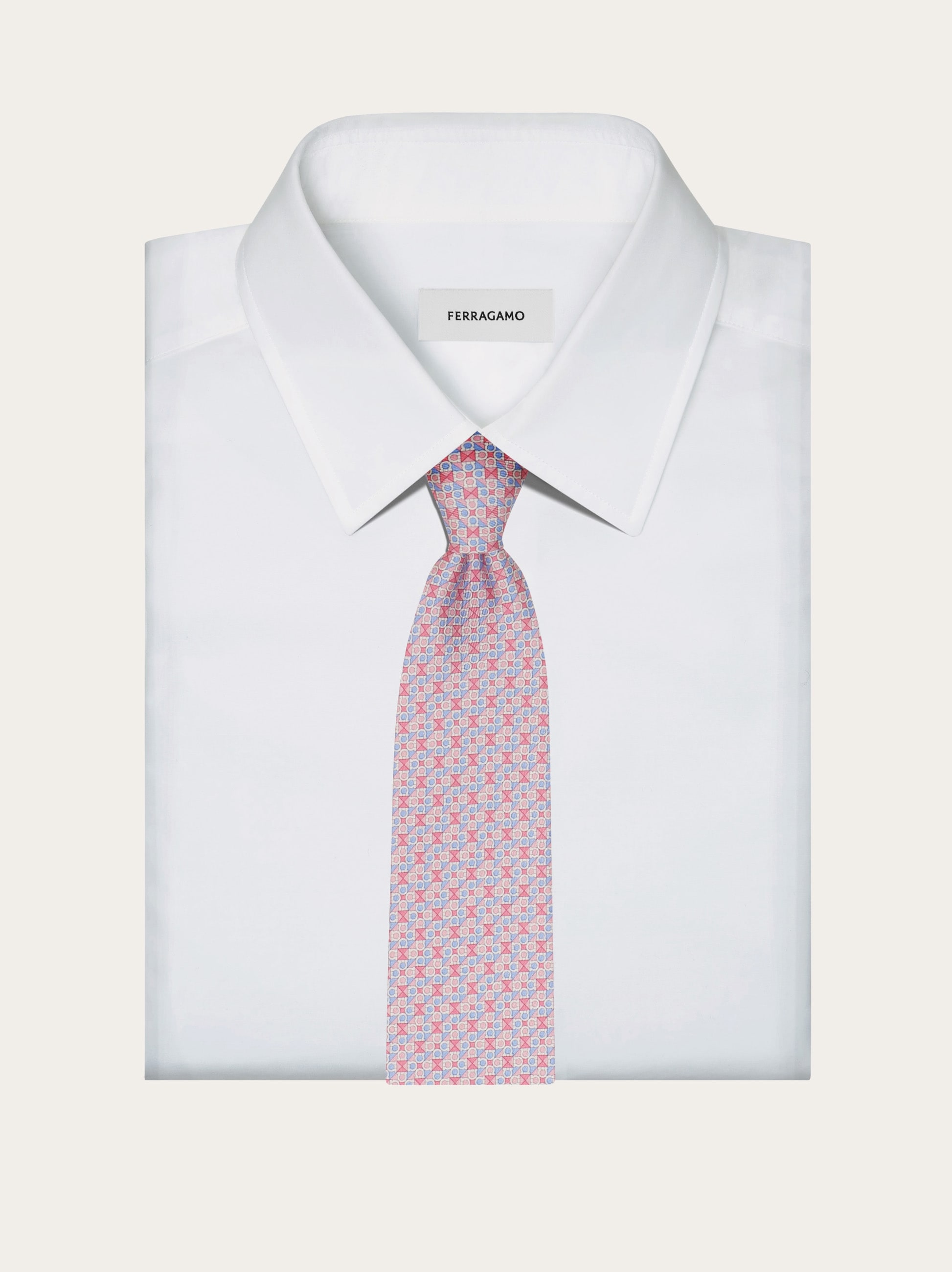 Gancini square print silk tie - Men | Ferragamo