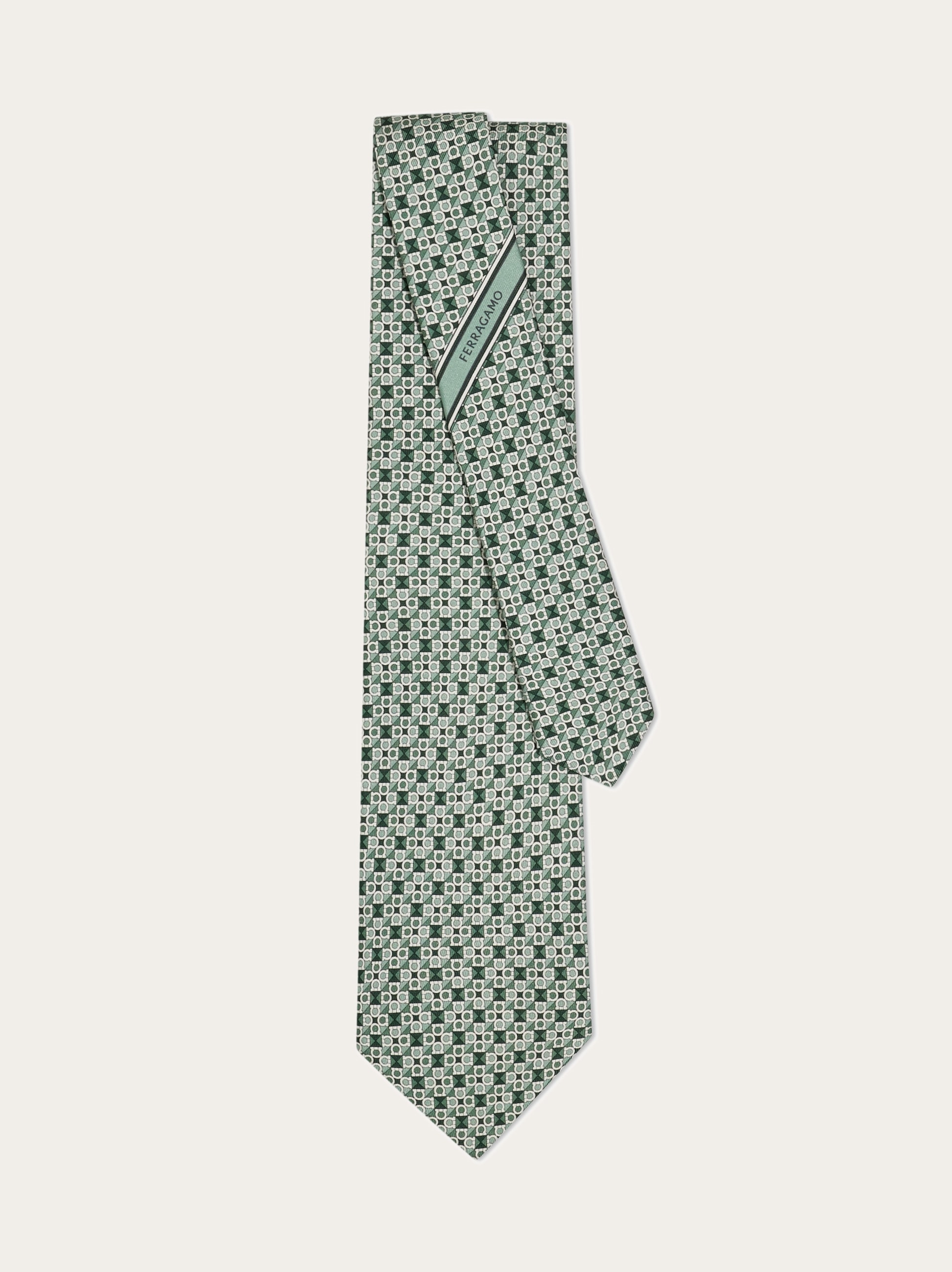 Gancini square print silk tie - Men | Ferragamo
