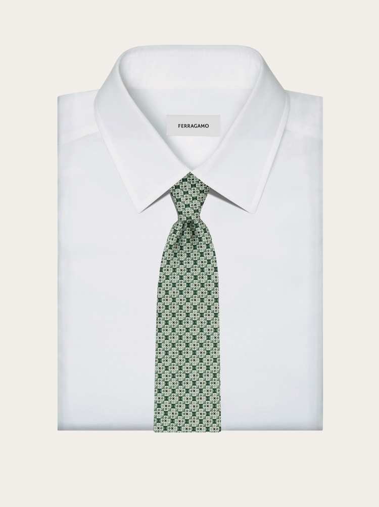 간치니 스퀘어 프린트 실크 타이 Gallery image 4