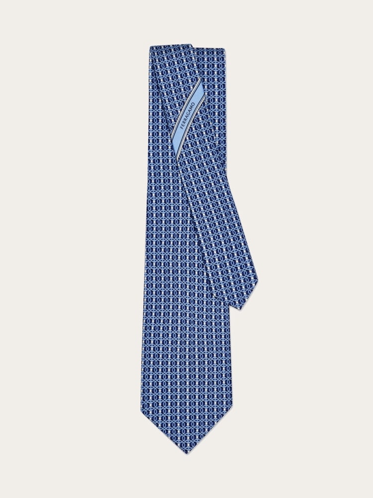 Gancini chain print silk tie Gallery image 3