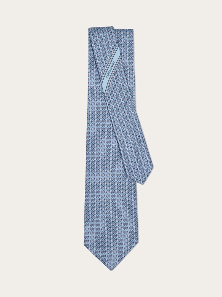 Gancini chain print silk tie Gallery image 3