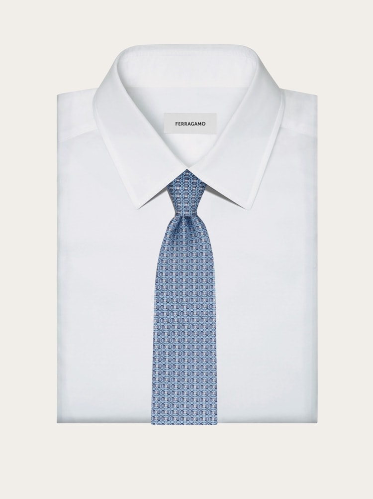 Gancini chain print silk tie Gallery image 4