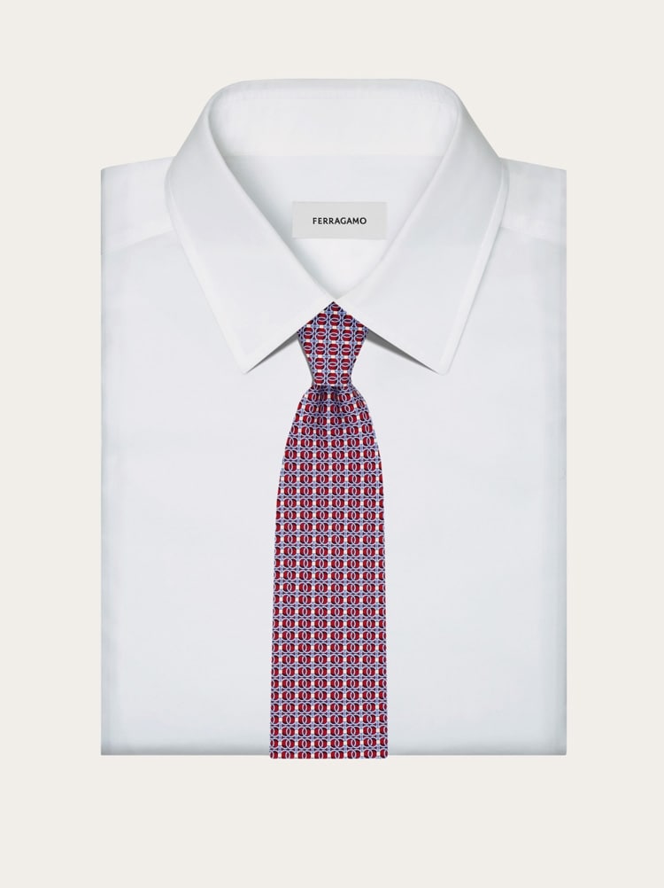 Gancini chain print silk tie Gallery image 4