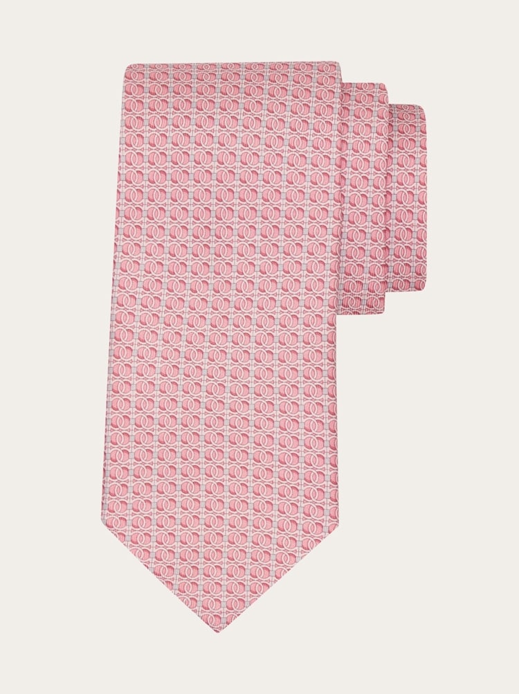 Gancini chain print silk tie Gallery image 1