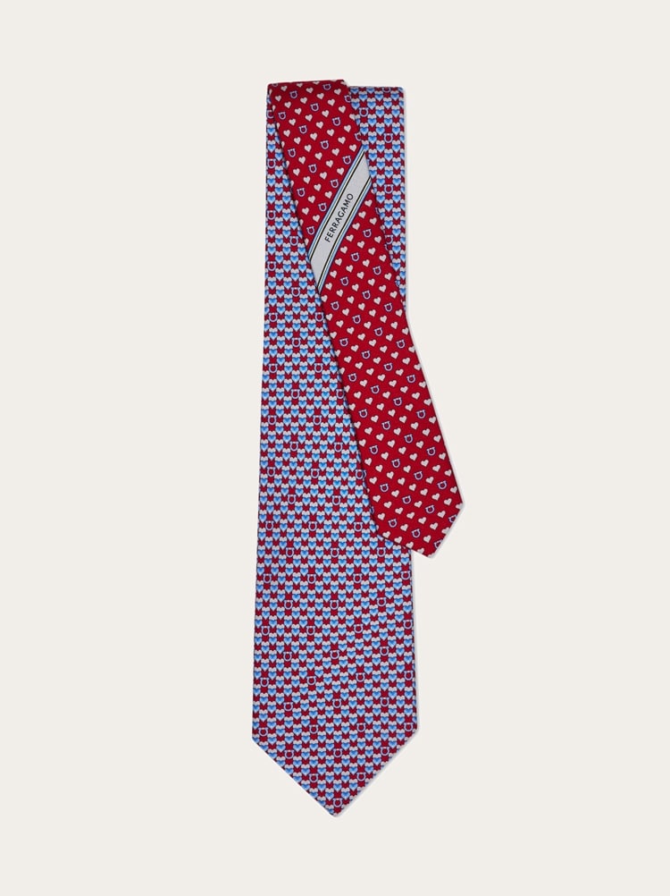 Heart print silk tie Gallery image 3