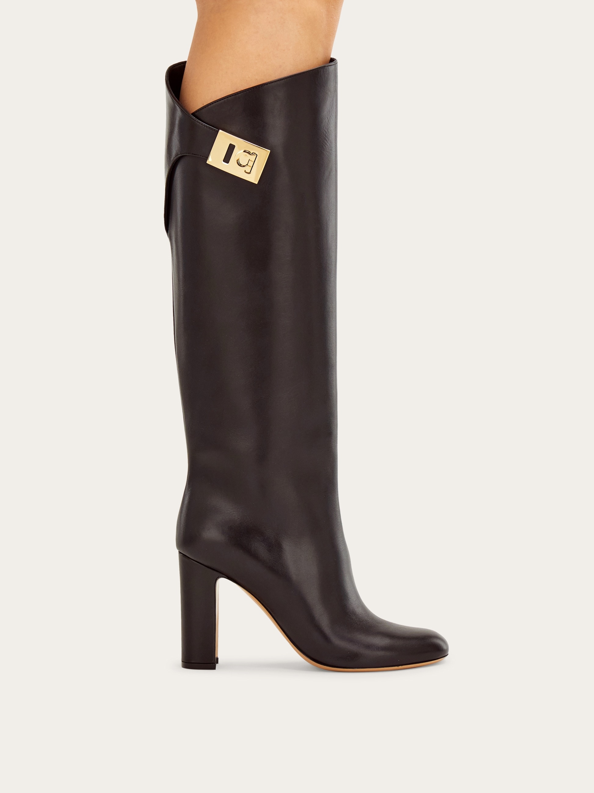 Knee high boot with Hug buckle detail - Women | Ferragamo