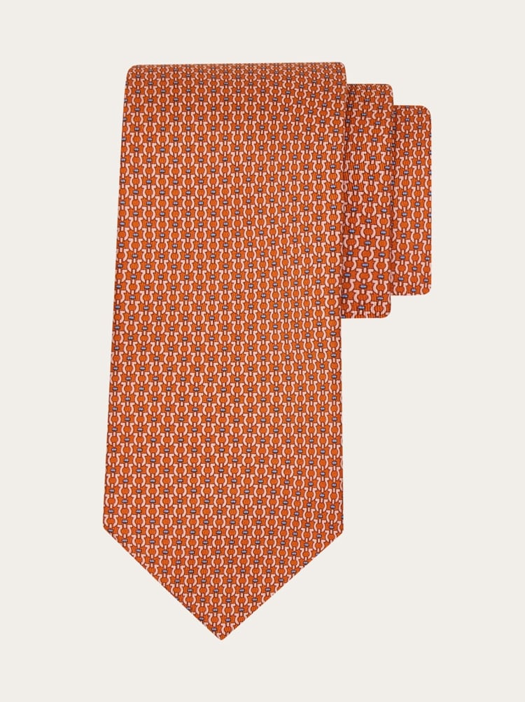 Gancini print silk tie Gallery image 1