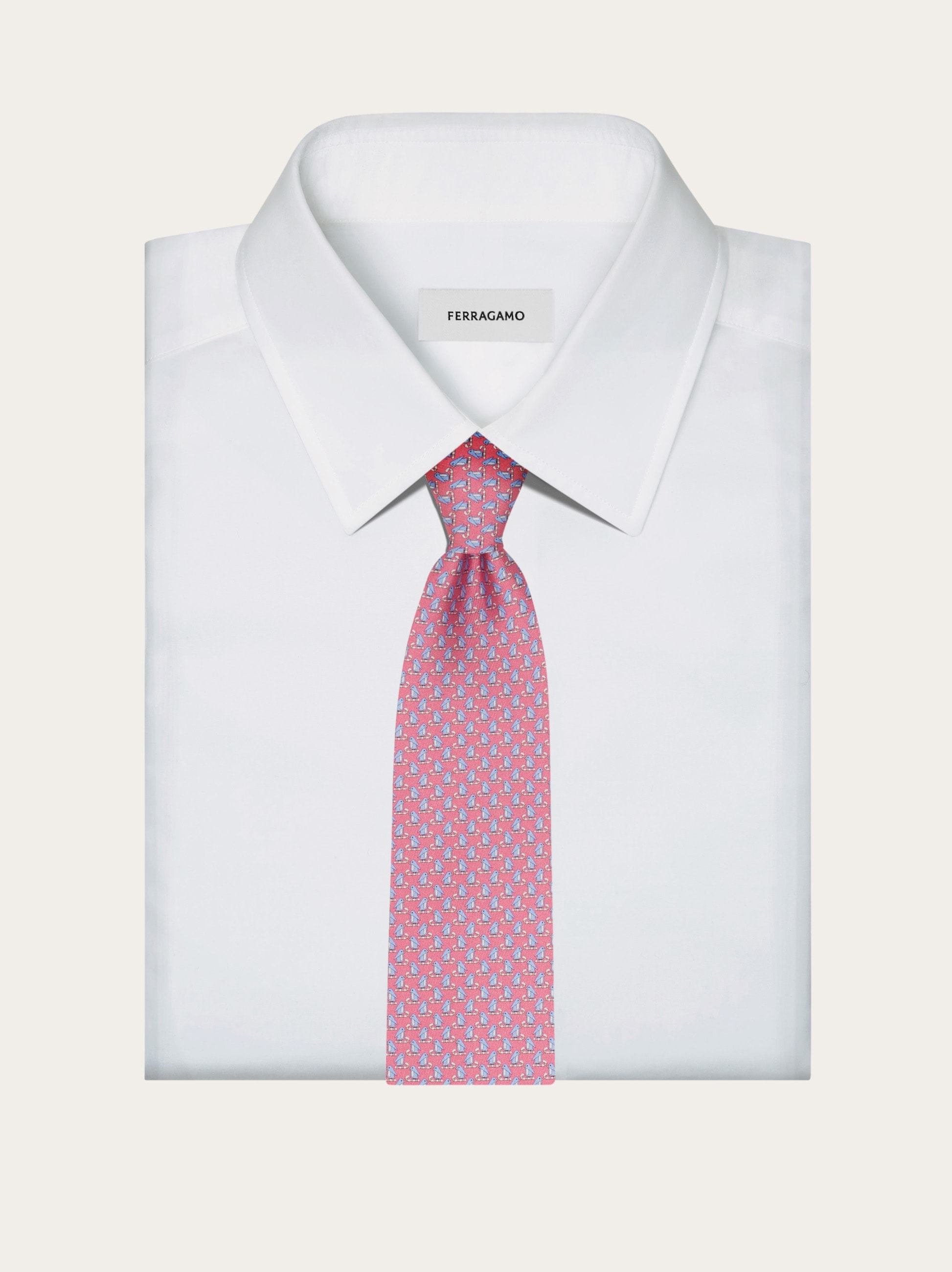 Penguin print silk tie - Men | Ferragamo