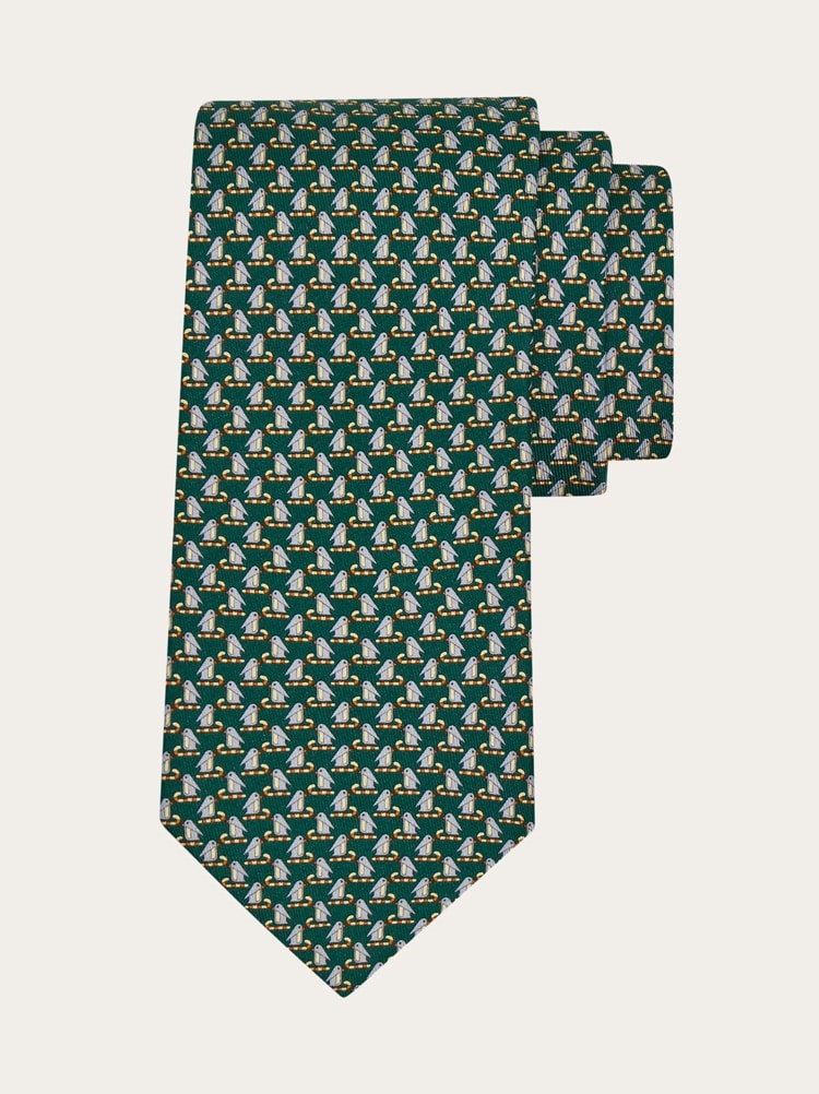 Penguin print silk tie Gallery image 1