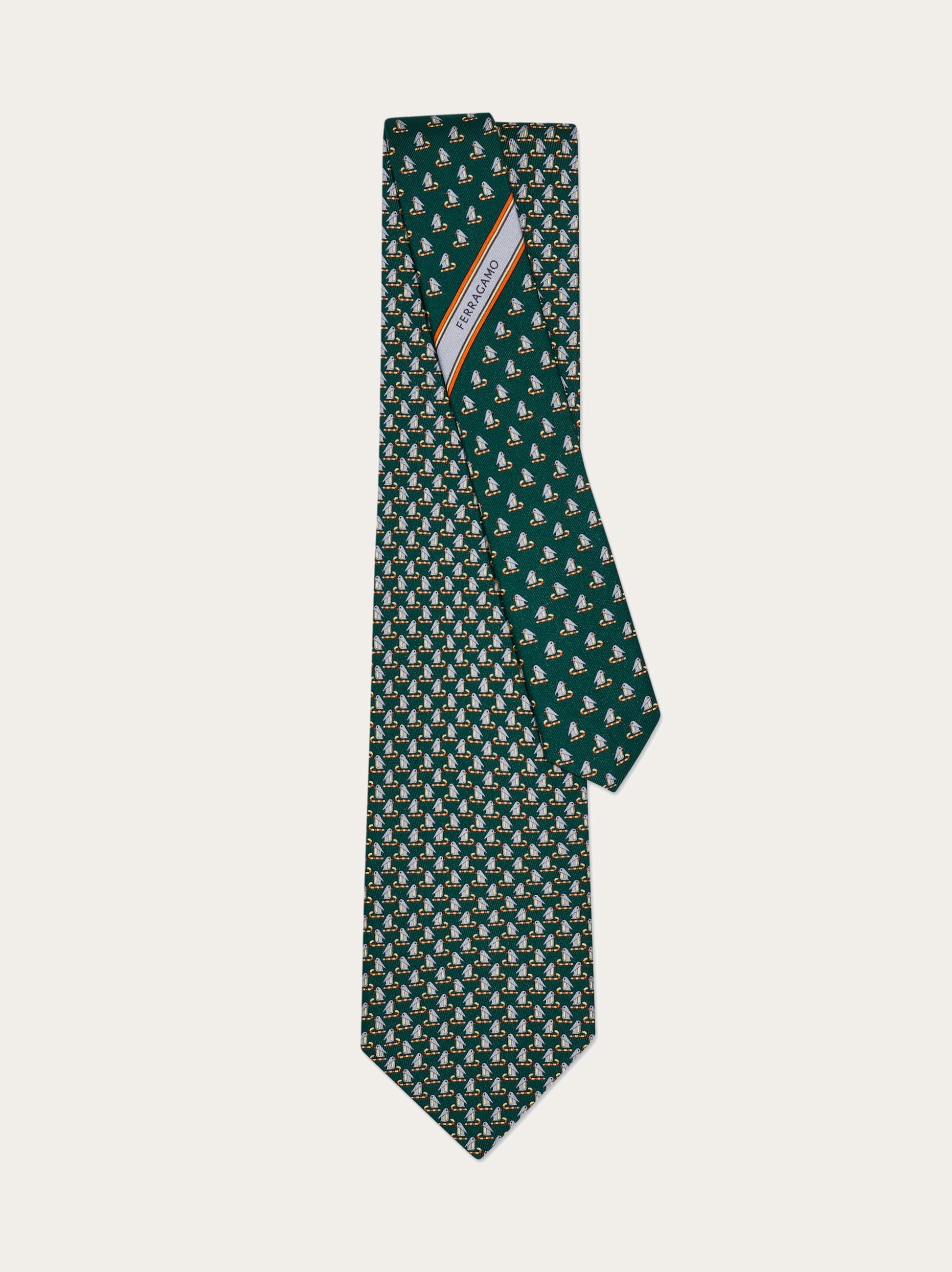 Penguin print silk tie - Men | Ferragamo