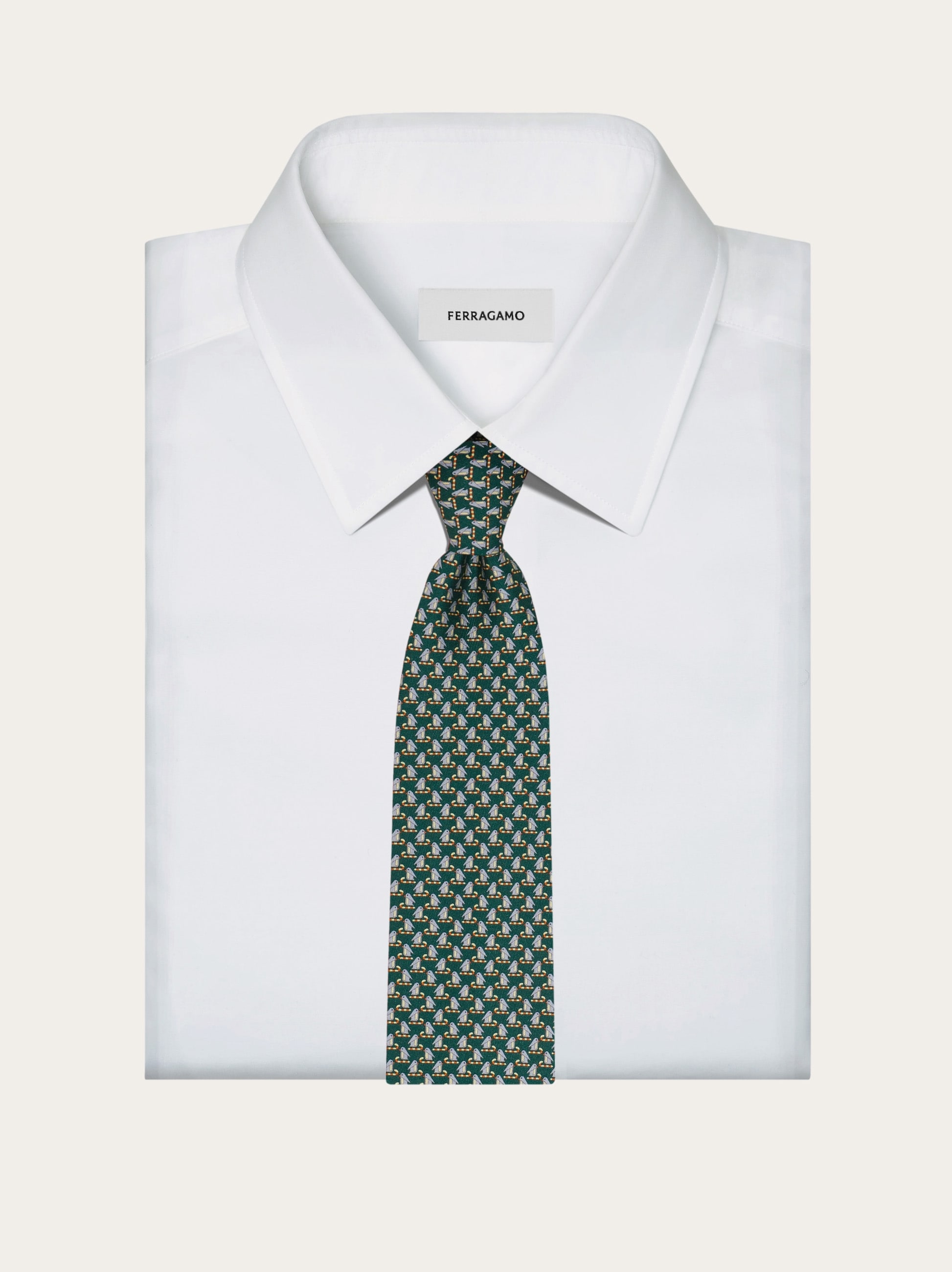 Penguin print silk tie - Men | Ferragamo