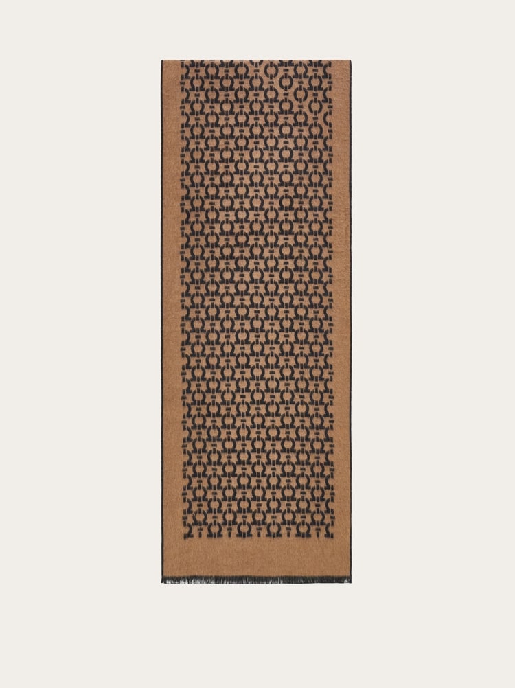 Gancini silk scarf Gallery image 4