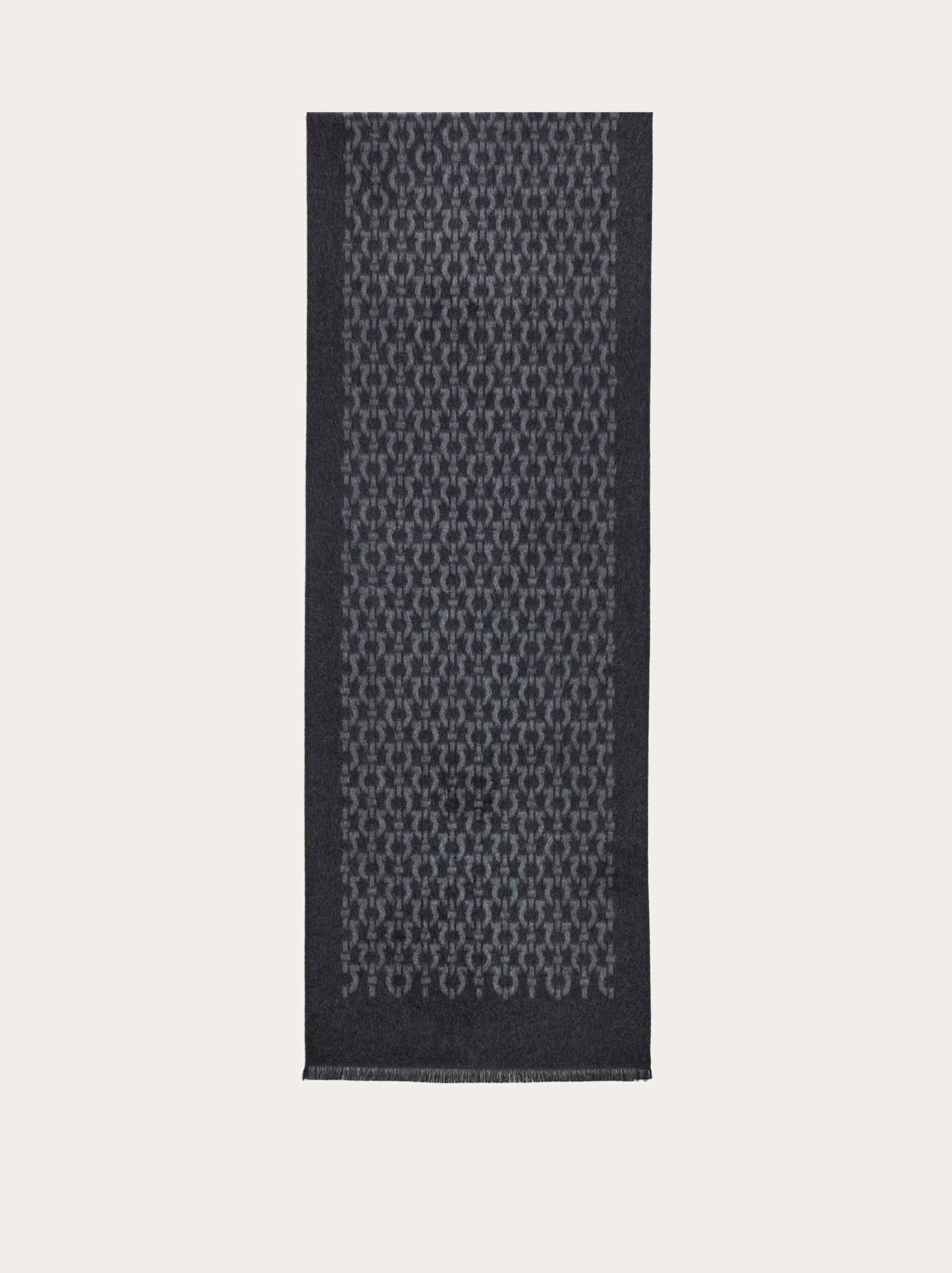 新品Salvatore Ferragamo マフラー NERO/BONE Gancini silk scarf - Men | Ferragamo